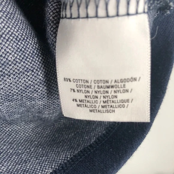 Anthropologie 9 H15 Stcl Navy Metallic Dot Top XL - Picture 8 of 8